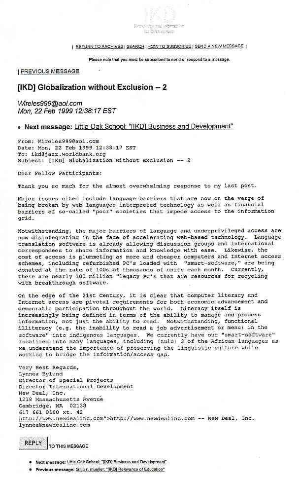 Globalization without Exclusion letter